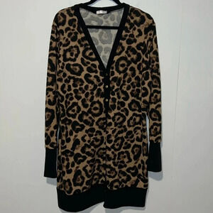 Halife Animal Print Women’s Long Sleeve Snap Cardigan 1048